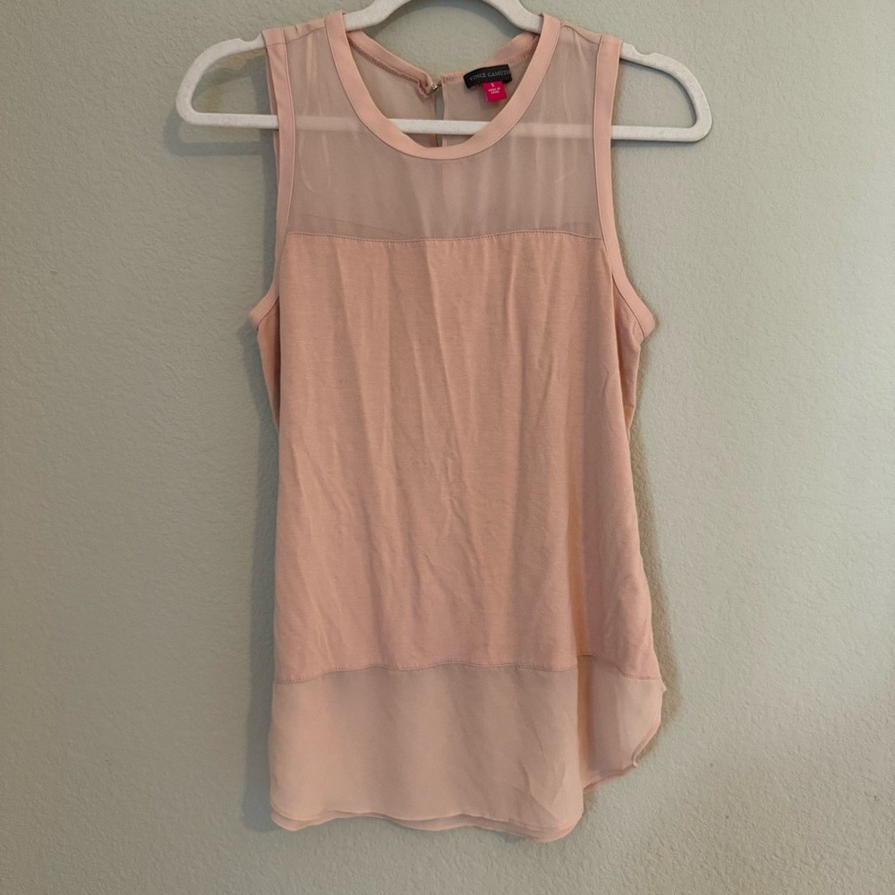 Vince Camuto Pink Sheer Tank Sleeveless Shirt Top Women’s Small